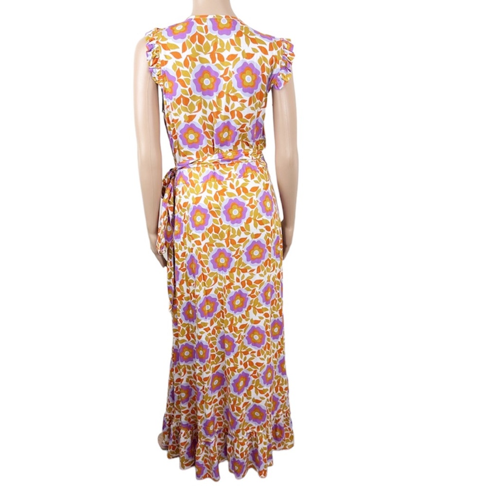 FEATHER & FIND FLORAL PRINTED RUFFLE WRAP MAXI DRESS - Picture 2 of 15
